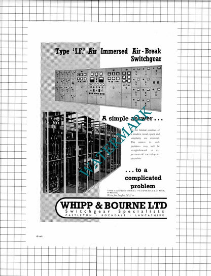 Swan Hunter & Wigham Richardson  / Whipp & Bourne Ltd Castleton - 1960 Advert