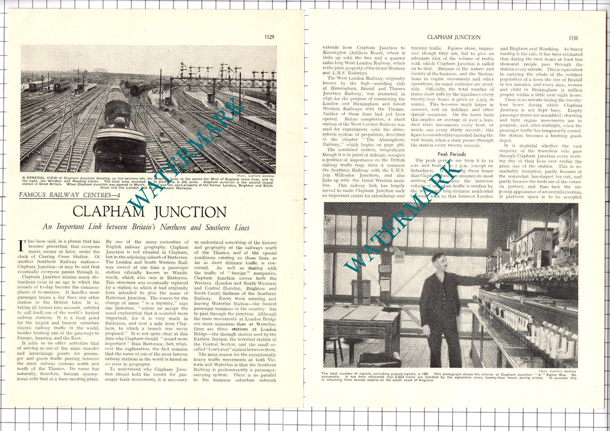 Clapham Junction Railway - 1930's Article / Print