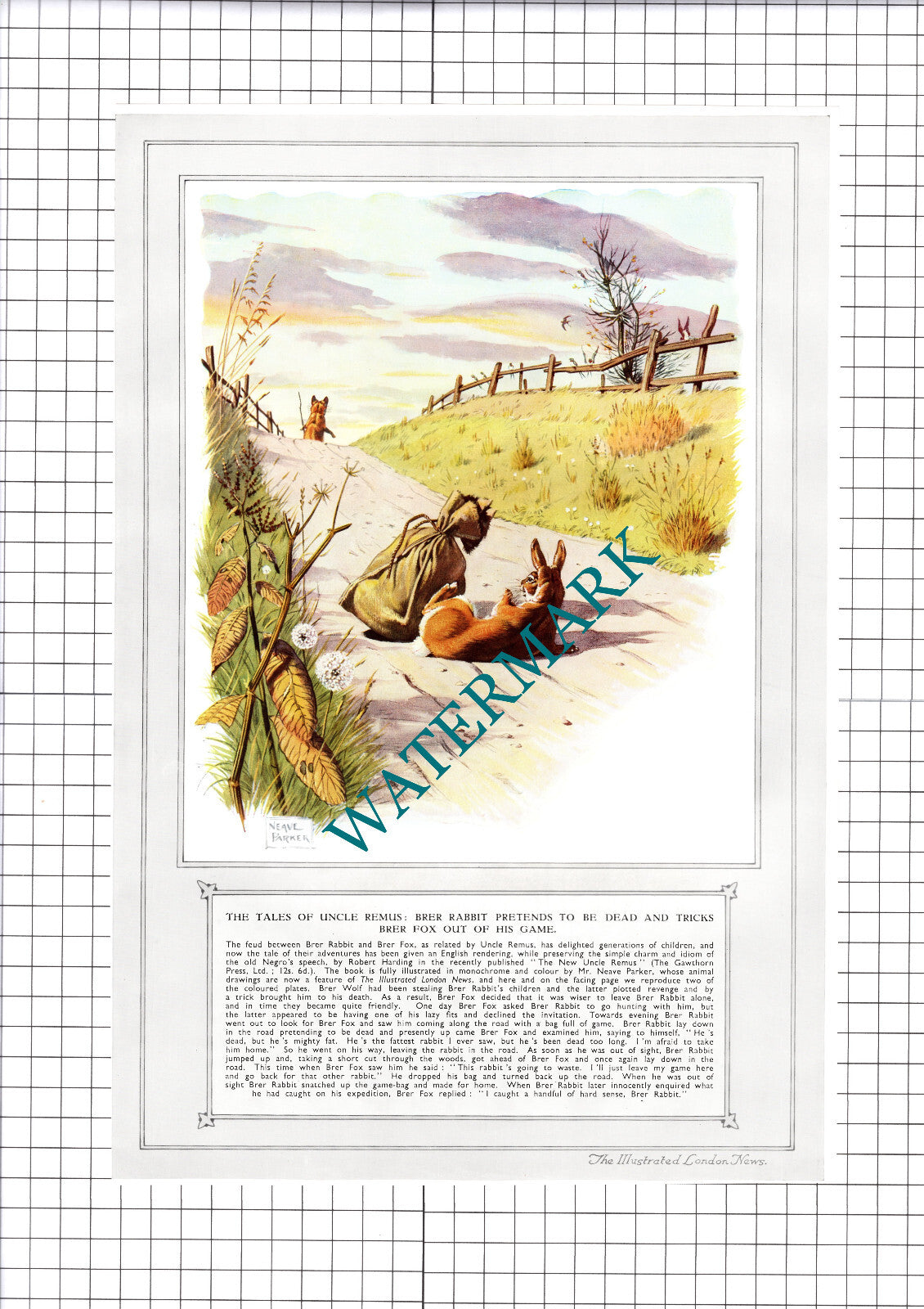 Uncle Remus Brer Rabbit Brer Fox  - 1953 Cutting / Print