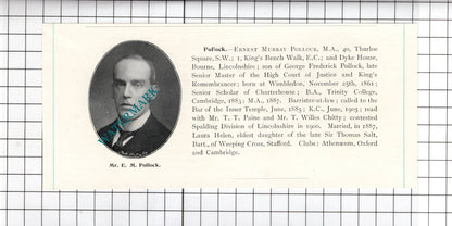 Francis Reynolds Yonge Radcliffe / Ernest Murray Pollock Bourne  c.1905 Clipping