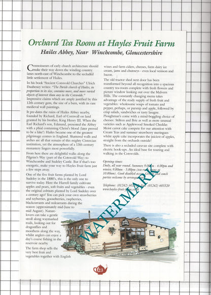 Old Bakery Tea Shoppe Winchcombe Kelly Hayles Fruit Farm Harrell  -c.2001 Advert