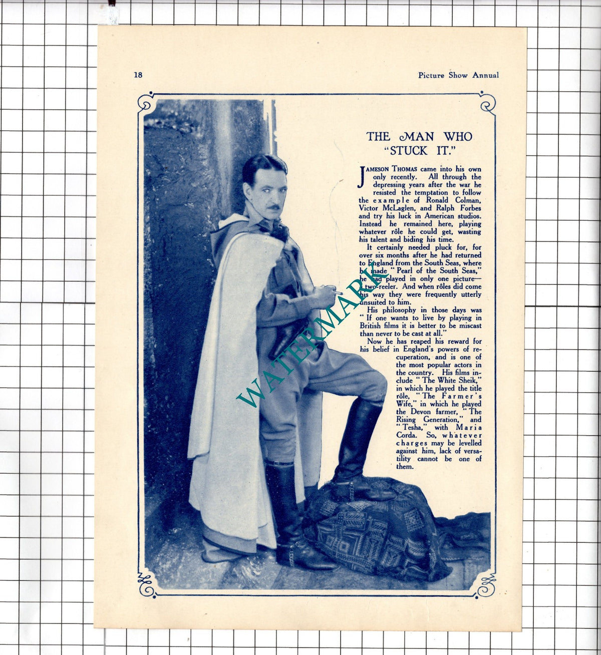 Jameson Thomas Actor - 1929 Clipping