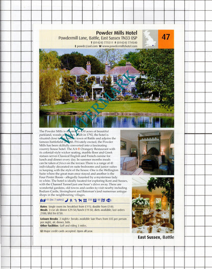 Powder Mills Hotel Battle East Sussex / Drakes Hotel Brighton - 2011 Advert