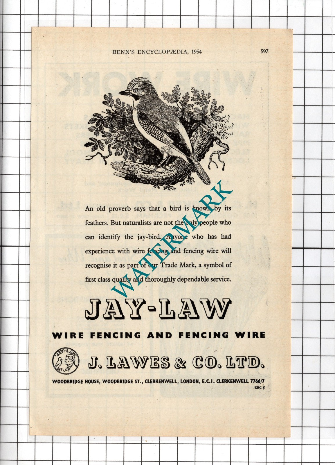 J Lawes & Co Ltd Clerkenwell London Jay-Law - 1954 Advert