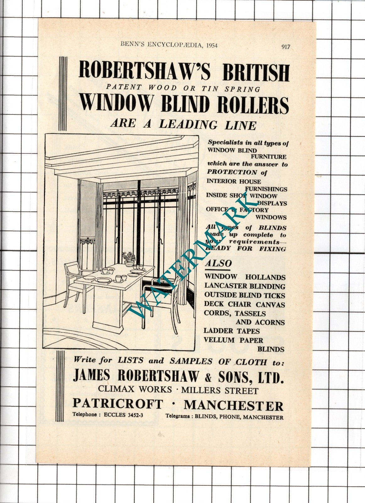 James Robertshaw & Sons Ltd Manchester / Tupholmes Sheffield - 1954 Advert