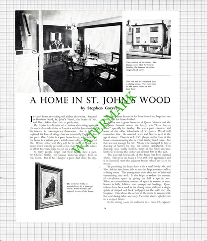 Blenheim Road St John's Wood London Atkins Charles Santley - c.1956 Article