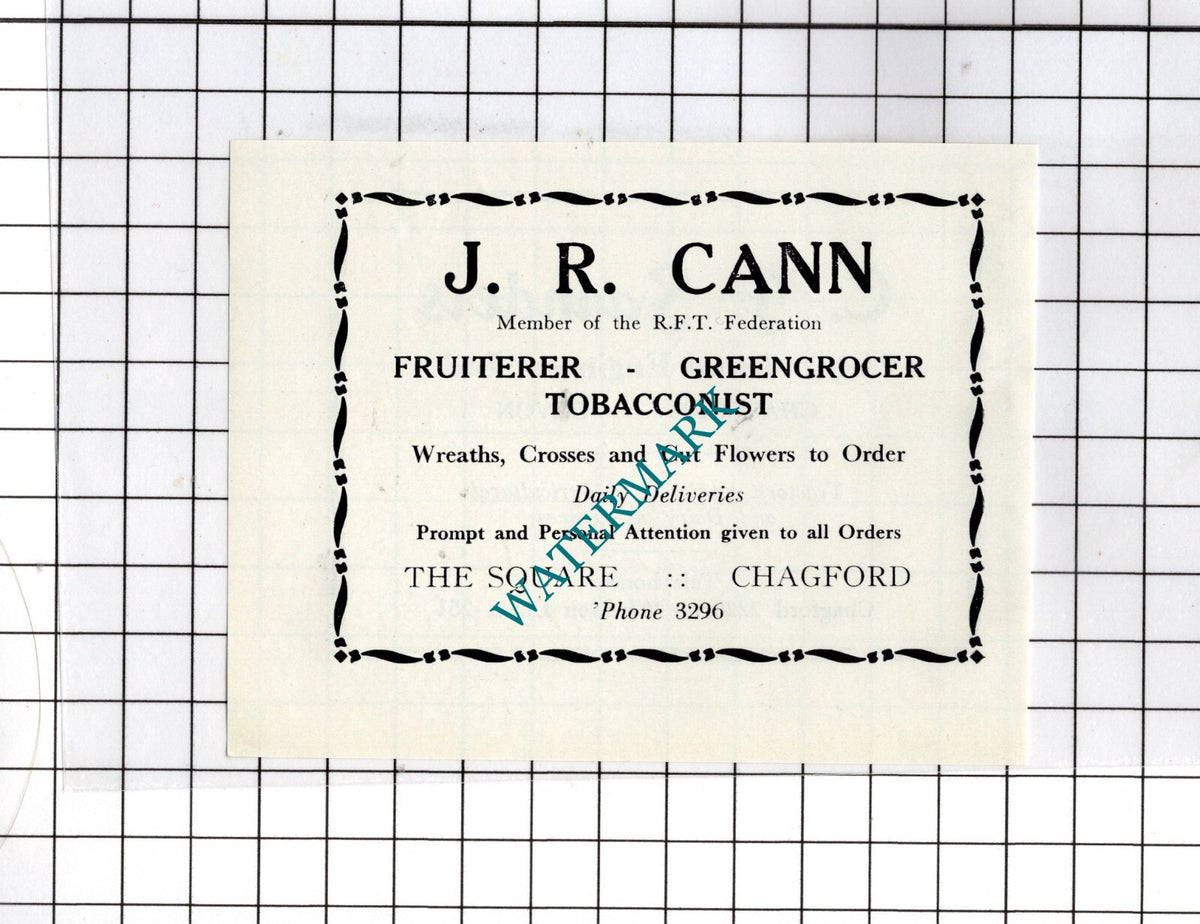 J R Cann Chagford Devon /  C J Saunders Engineers    -c.1940s Small Advert