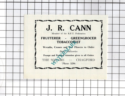 J R Cann Chagford Devon /  C J Saunders Engineers    -c.1940s Small Advert