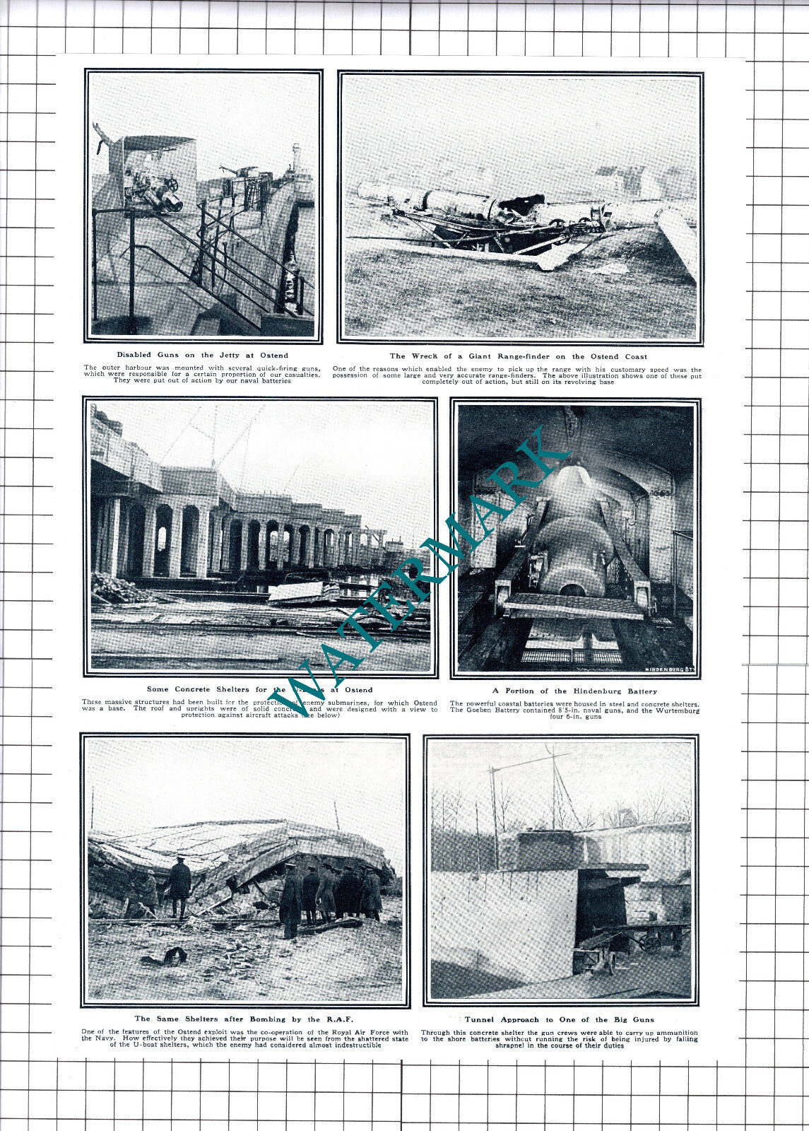Ostend Belgium World War One  -  1919 Cutting / Print