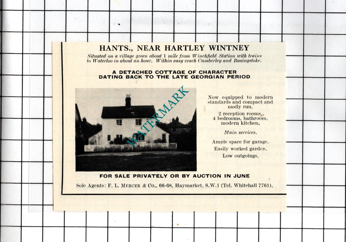 Hartley Wintney Hampshire  - 1967 SMALL House Sale Advert
