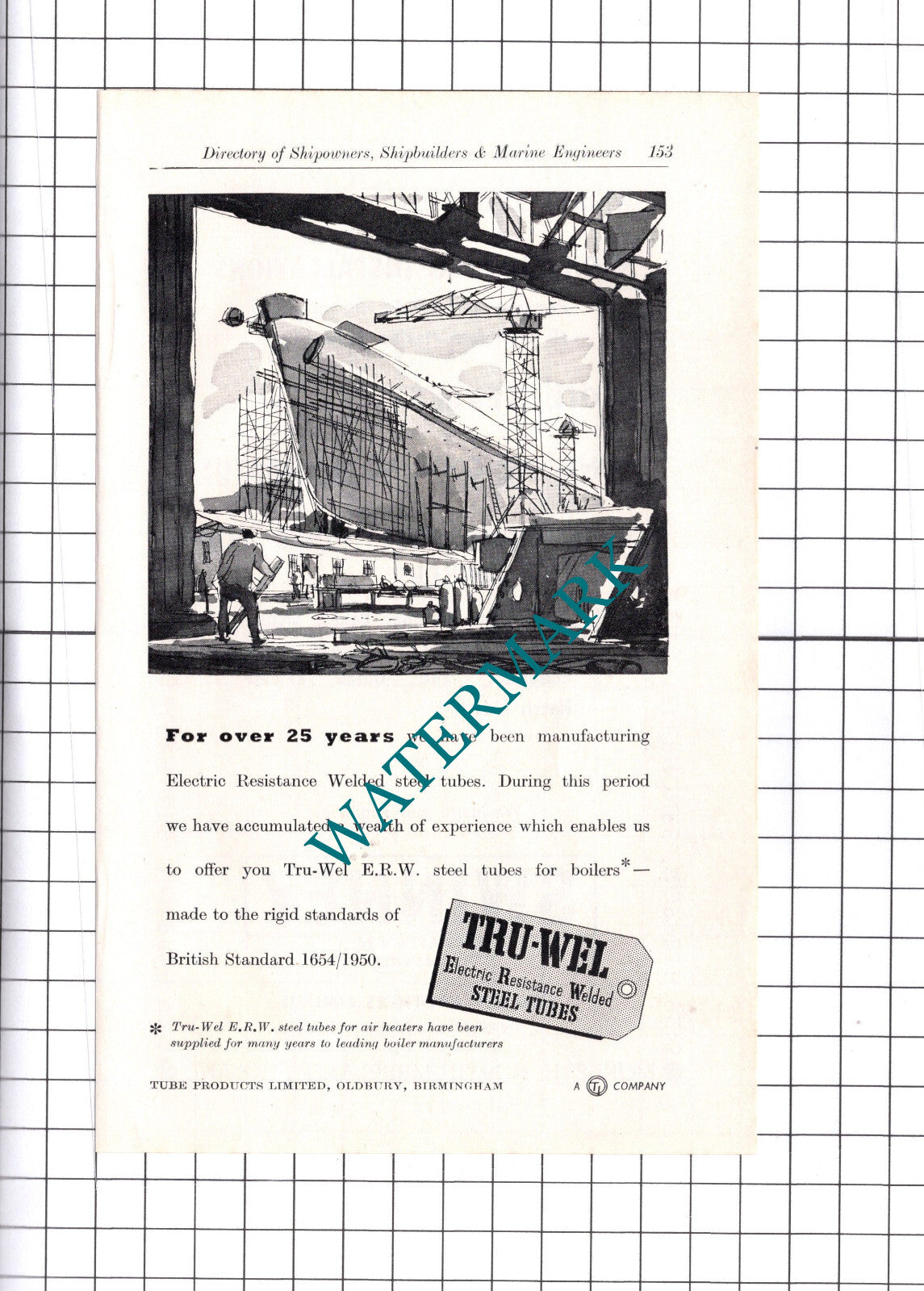 Tube Products Ltd Oldbury / Swinney Brothers Morpeth ADVERT - c.1957
