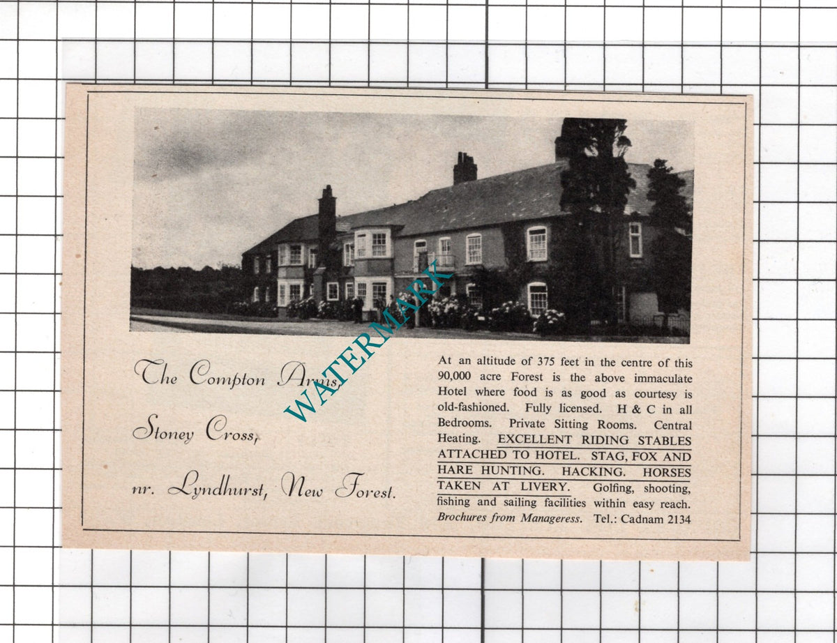 The Compton Arms Stoney Cross Lyndhurst New Forest Hampshire  -  1951 Advert