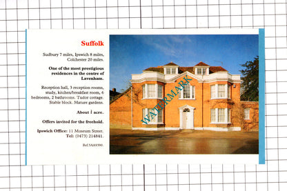 Bungay Suffolk / Lavenham Suffolk House  Sale Advert - 1991 Clipping / Print