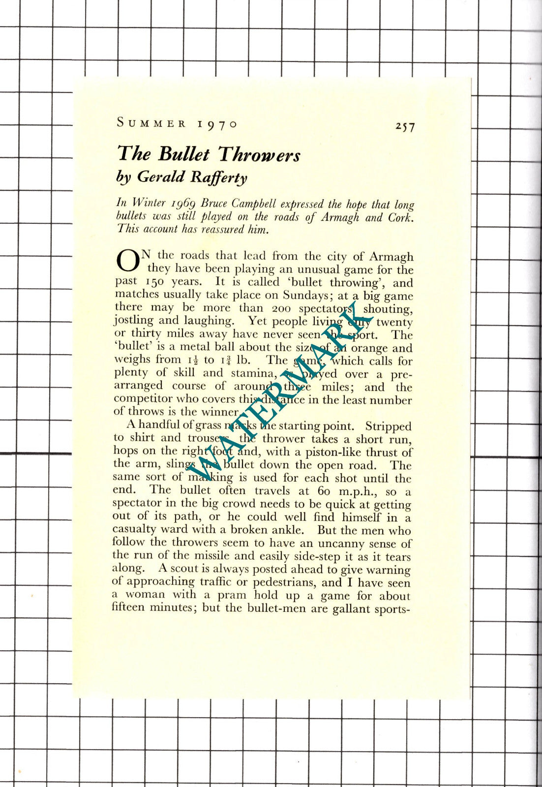 Aidan Teal Tim Delaney Bullet Throwers Armagh Ireland  - 1970 Article / Print