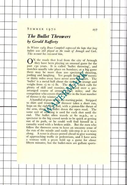 Aidan Teal Tim Delaney Bullet Throwers Armagh Ireland  - 1970 Article / Print