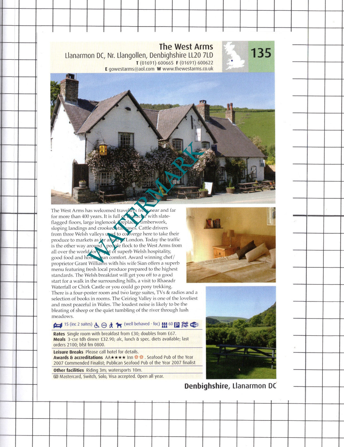 The West Arms LLanarmon / Trefeddian Hotel Aberdovey -2011 Advert