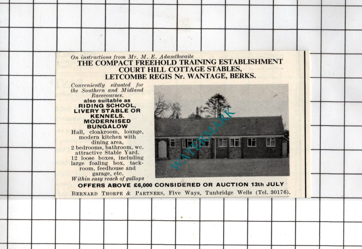 Court Hill Cottage Stables Letcombe Regis Berkshire  - 1967 SMALL House Advert