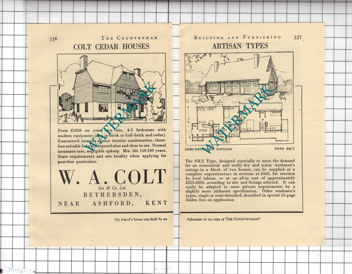 W A Colt Son & Co Ltd Bethersden Kent  - 1938 Two-Part Advert
