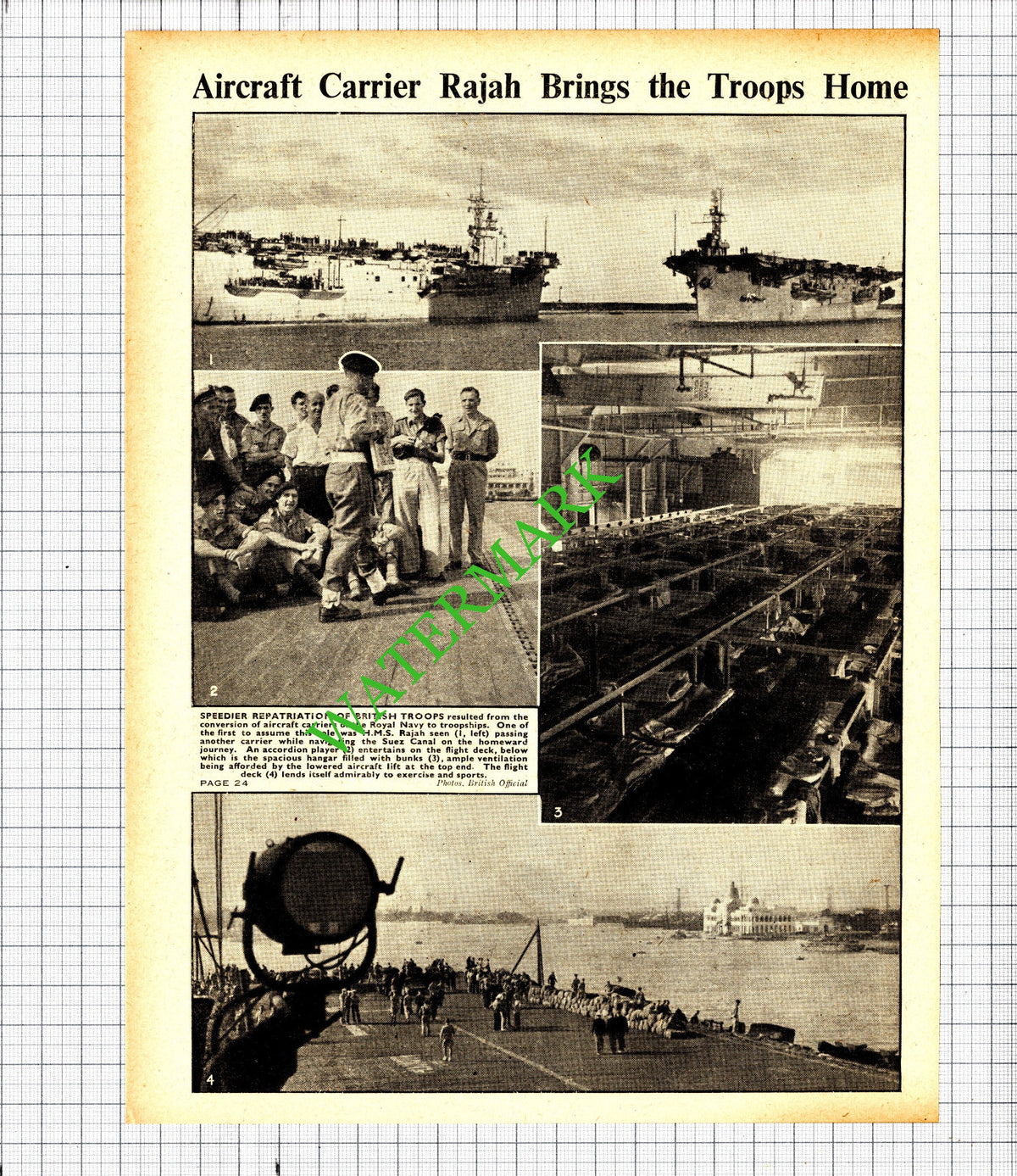 HMS Rajah Ship WW2 Troops / Banana Distribution Elders & Fyffes - c.1946 Cutting