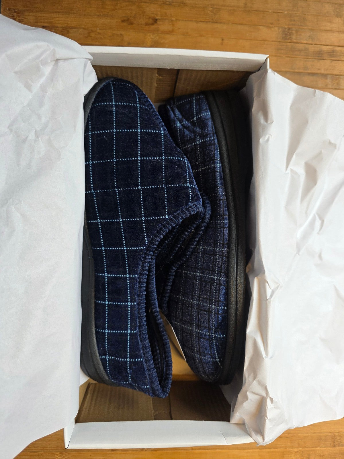 Zedzzz Slippers  George Men's Navy Blue Check UK Size 8   BNIB