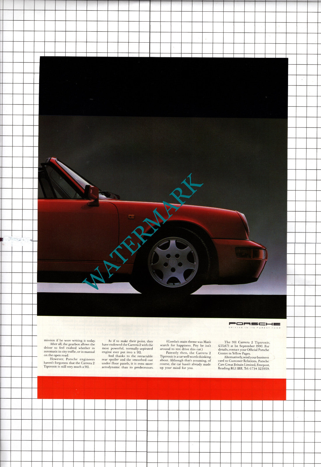 Porsche 911 Carrera 2 Tiptronic Advert - 1990 Two-Part Cutting