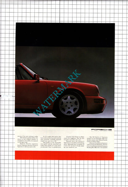 Porsche 911 Carrera 2 Tiptronic Advert - 1990 Two-Part Cutting