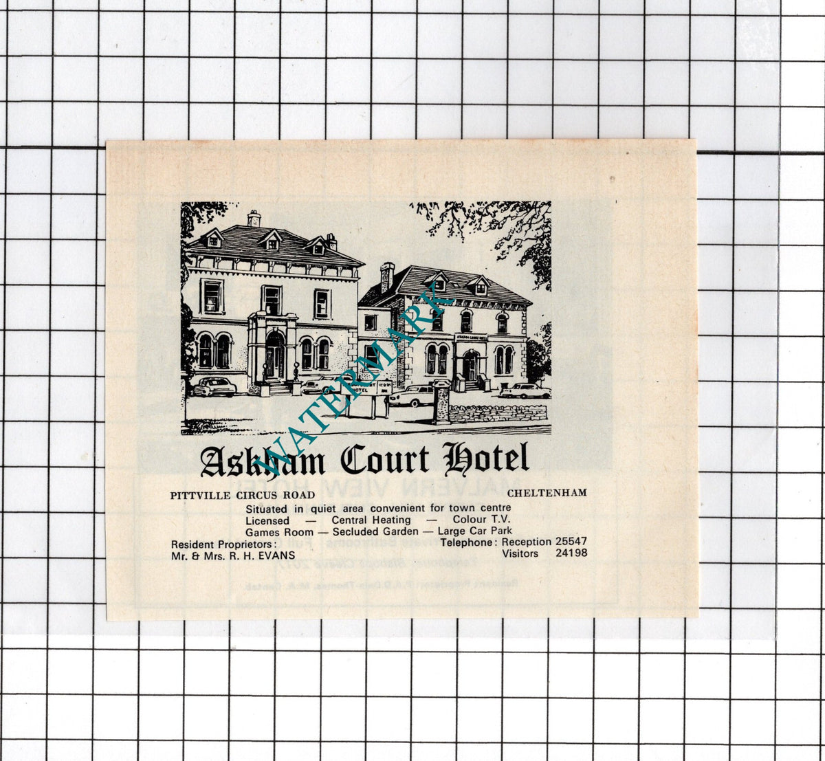 Malvern View Hotel Cheltenham Dale-Thomas / Askham Court Hotel  - c.1970s Advert