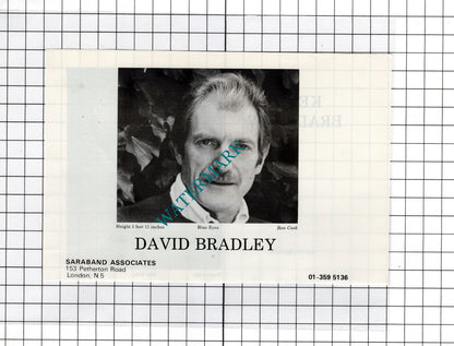 Kevin Bradshaw Actor / David Bradley Advert - 1986 Cutting