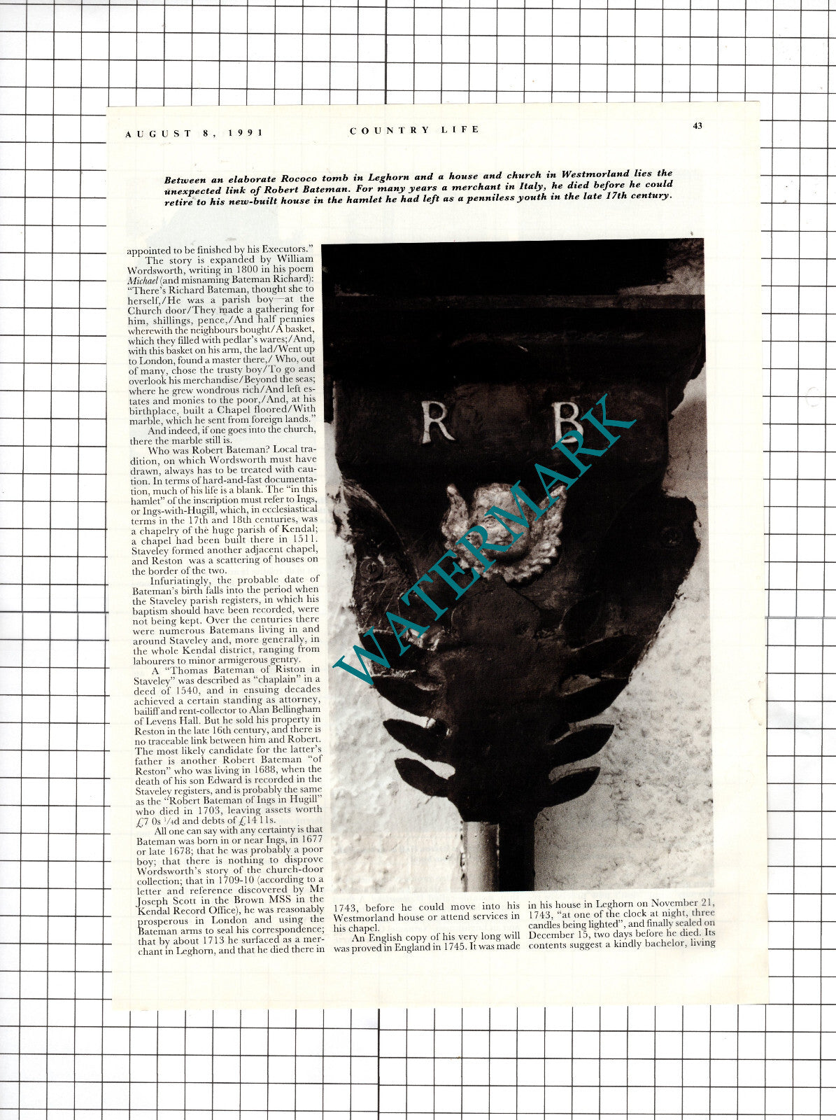 Reston Hall Cumbria Robert Bateman  - 1991 Article
