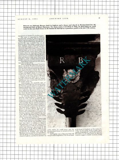 Reston Hall Cumbria Robert Bateman  - 1991 Article