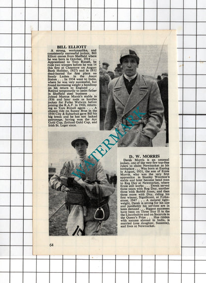 Ken Gethin  Frank Durr  Bill Elliott D W Morris Horse Racing - 1960 Clipping