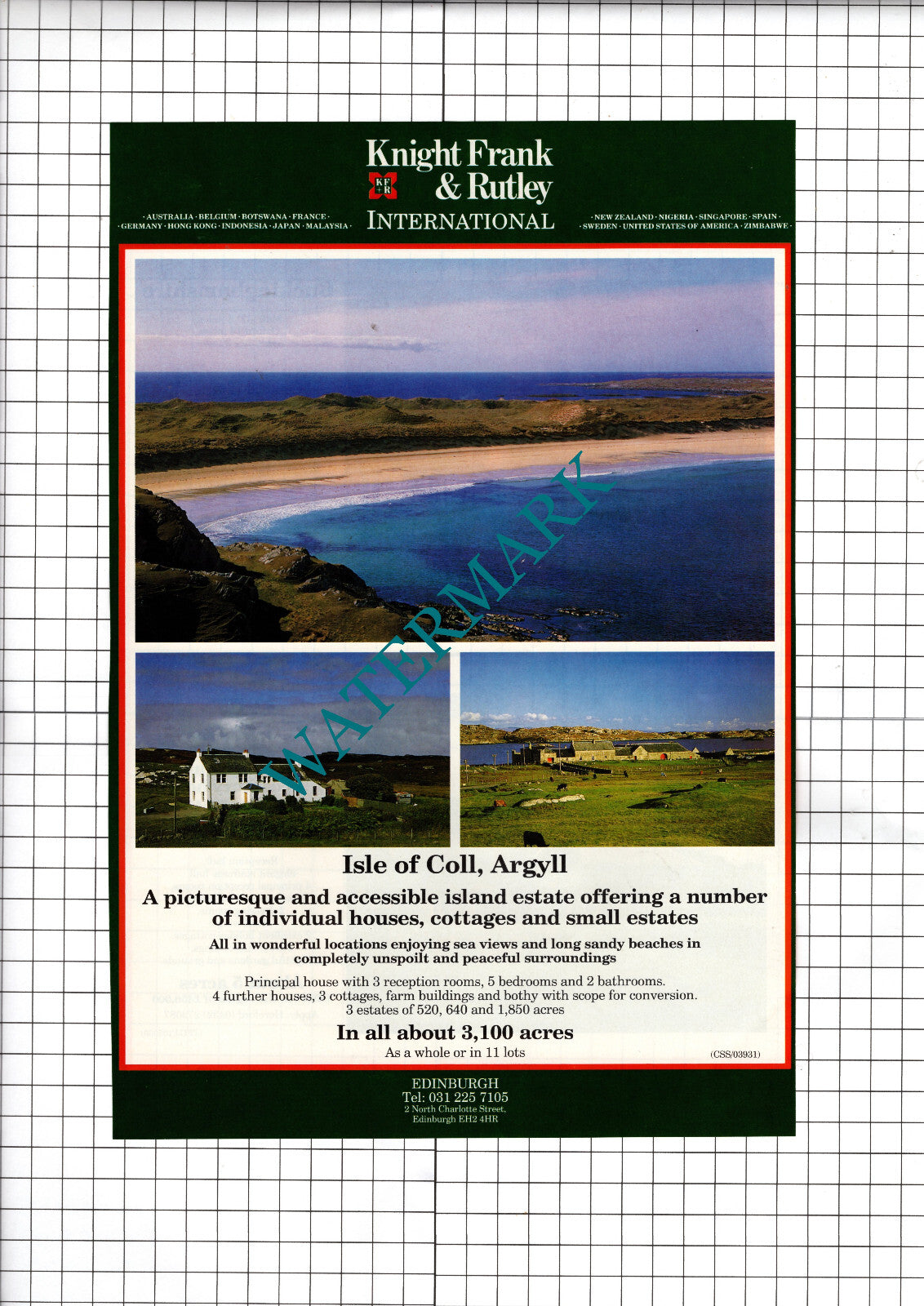 Isle Of Coll Argyll Scotland  Sale Advert - 1991 Cutting