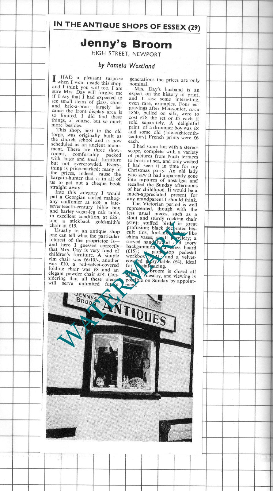 Jenny's Broom Newport Essex  Mrs Day - 1967 Clipping