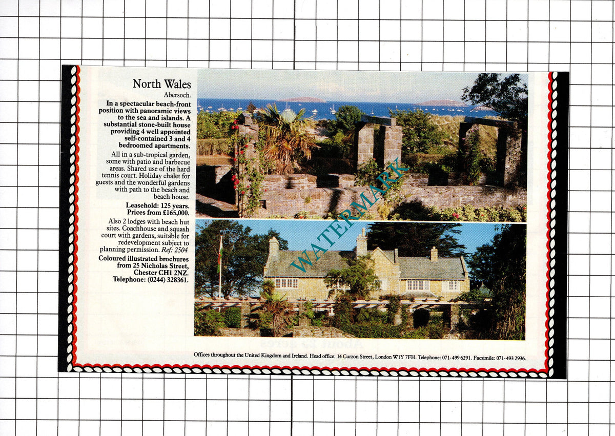 Abersoch North Wales - 1991 House Sale Advert
