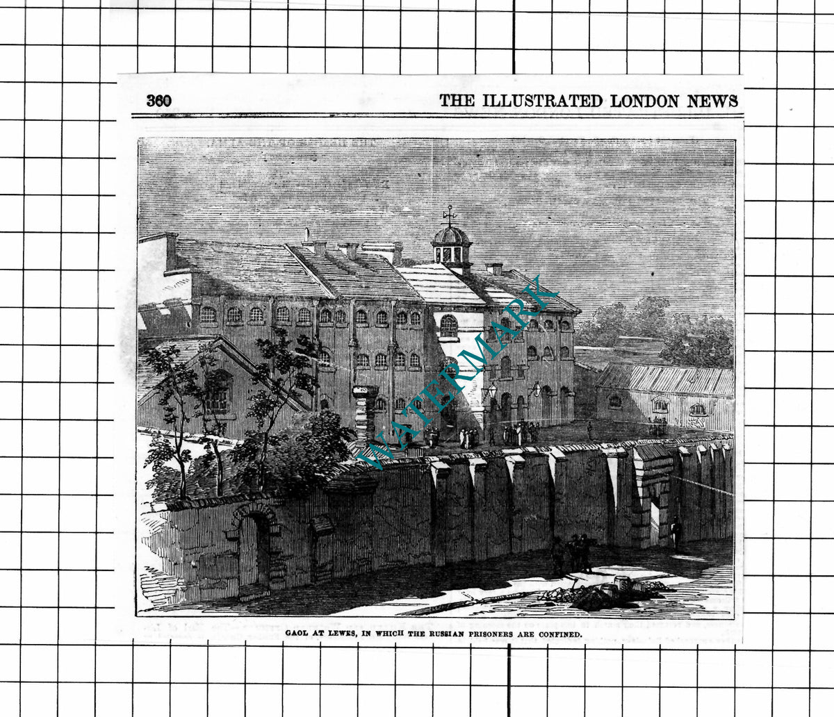 Lewes Sussex Gaol  -  1854 Clipping / Print