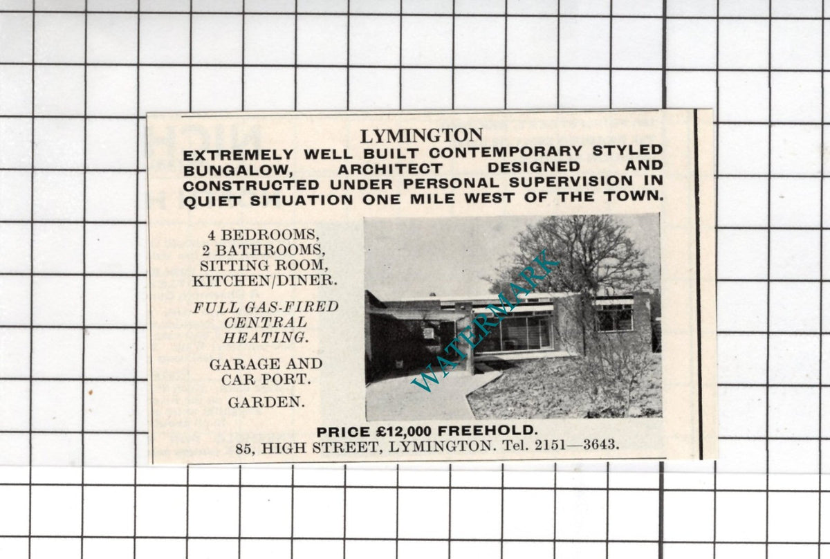 Lymington Hampshire  - 1967 SMALL House Advert