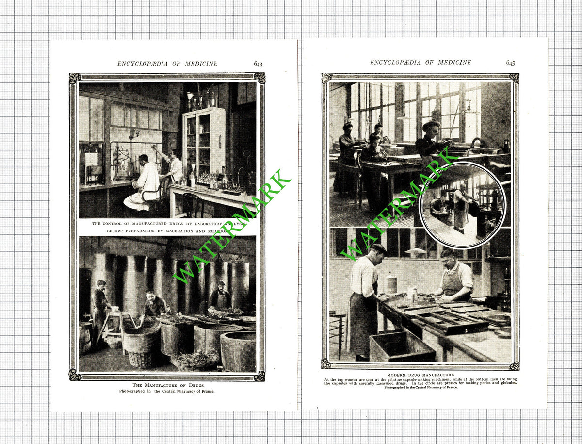 Central Pharmacy Of France Drug Manufacture - 1914 Two-Part Cutting