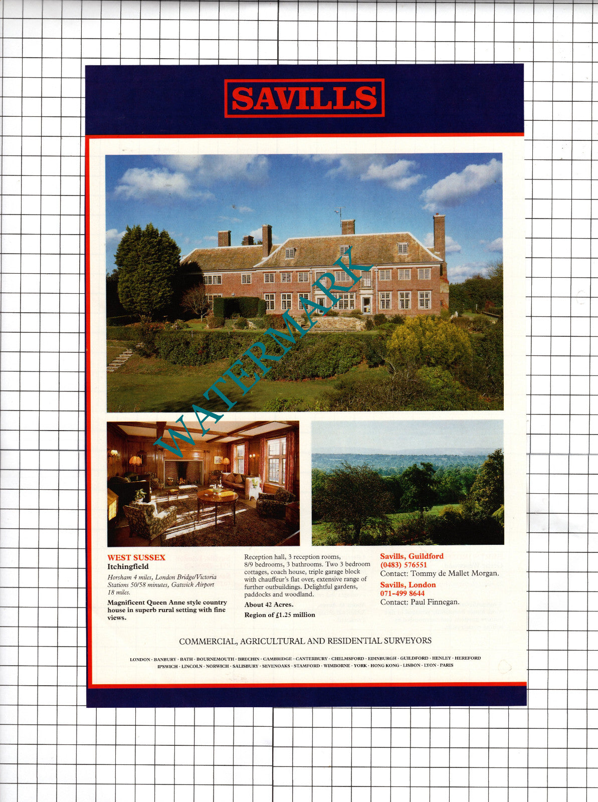 Itchingfield Sussex / Great Westwood Hertfordshire  -1991 House Sale Advert