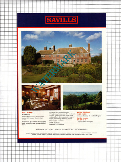 Itchingfield Sussex / Great Westwood Hertfordshire  -1991 House Sale Advert