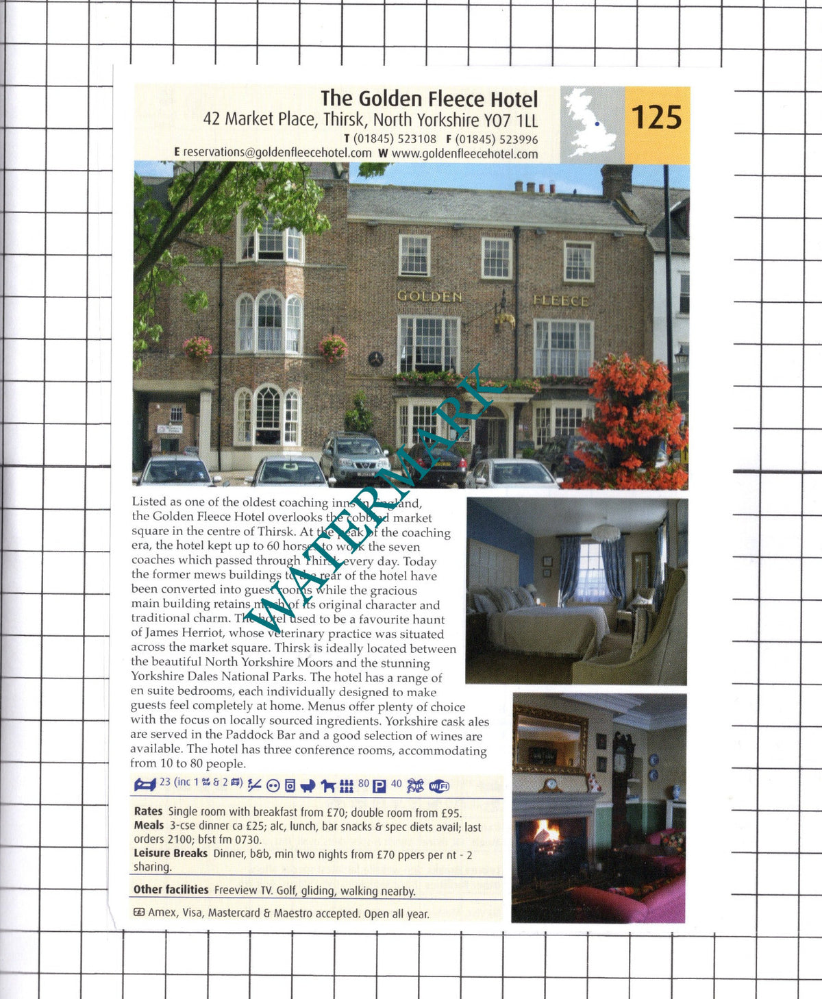 Golden Fleece Hotel Thirsk / Middlethorpe Hall York  - 2011 Advert