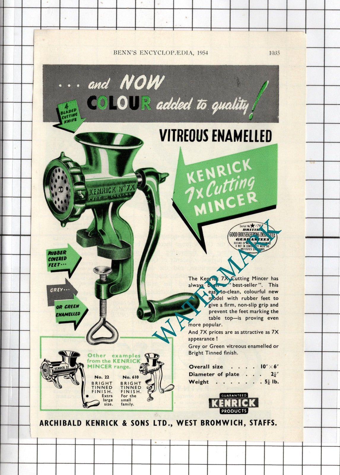 Archibald Kenrick & Sons Ltd West Bromwich / Opex Brushes Selly Oak  1954 Advert