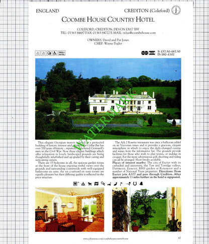 Bel Alp House Haytor Devon / Coombe House Hotel Coleford Crediton - 2001 Cutting