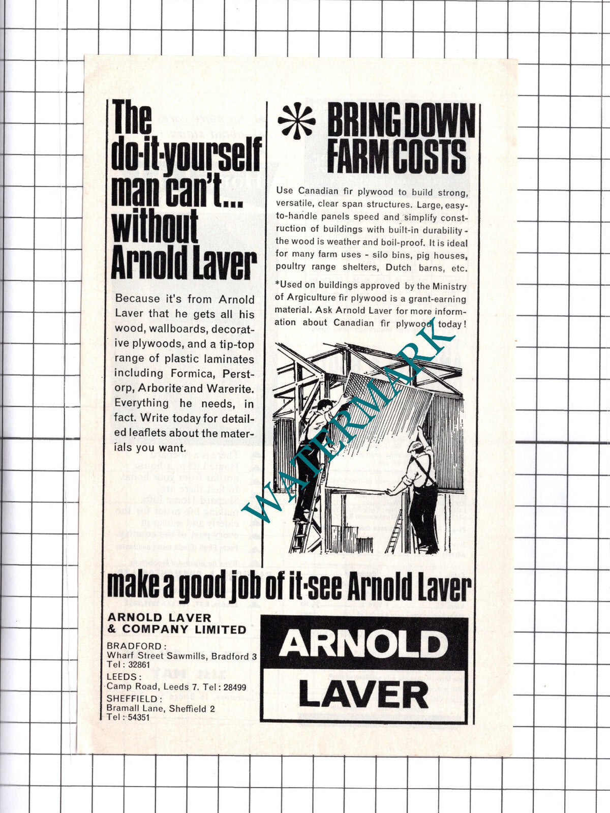 Arnold Laver & Company Bradford Advert - 1966 Clipping  / Print