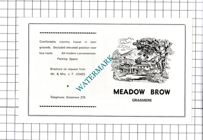 Langdale Chase Hotel Windermere / Meadow Brow Grasmere Advert - c.1968 Cutting