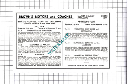 Brown's Motors and Coaches Ambleside / Victoria Garage Advert - c.1968 Cutting