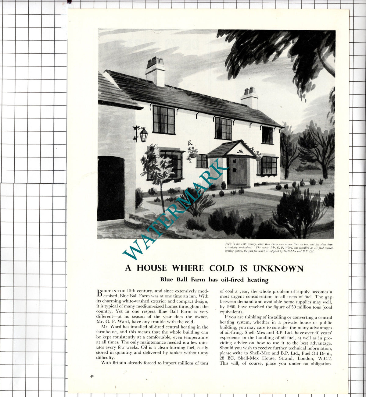 Blue Ball Farm Inn Mr G F Ward  Shell-Mex and BP Ltd  - 1956 Advert