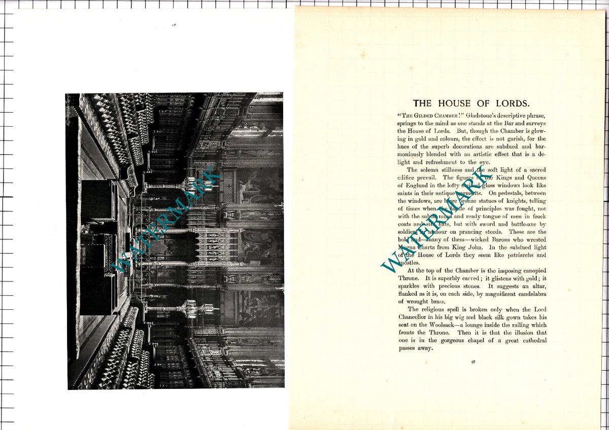 The House Of Lords London  - c.1904 Article / Print
