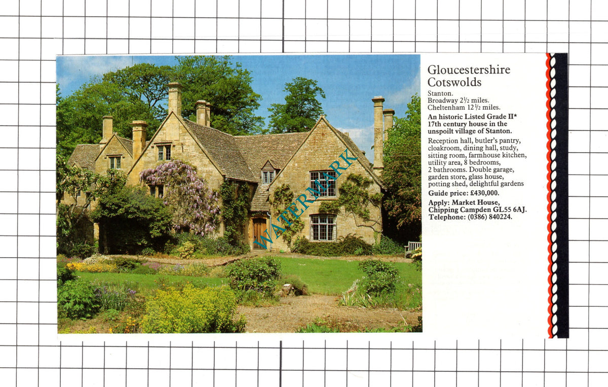 Stanton Gloucestershire Cotswolds House Sale Advert - 1991 Clipping