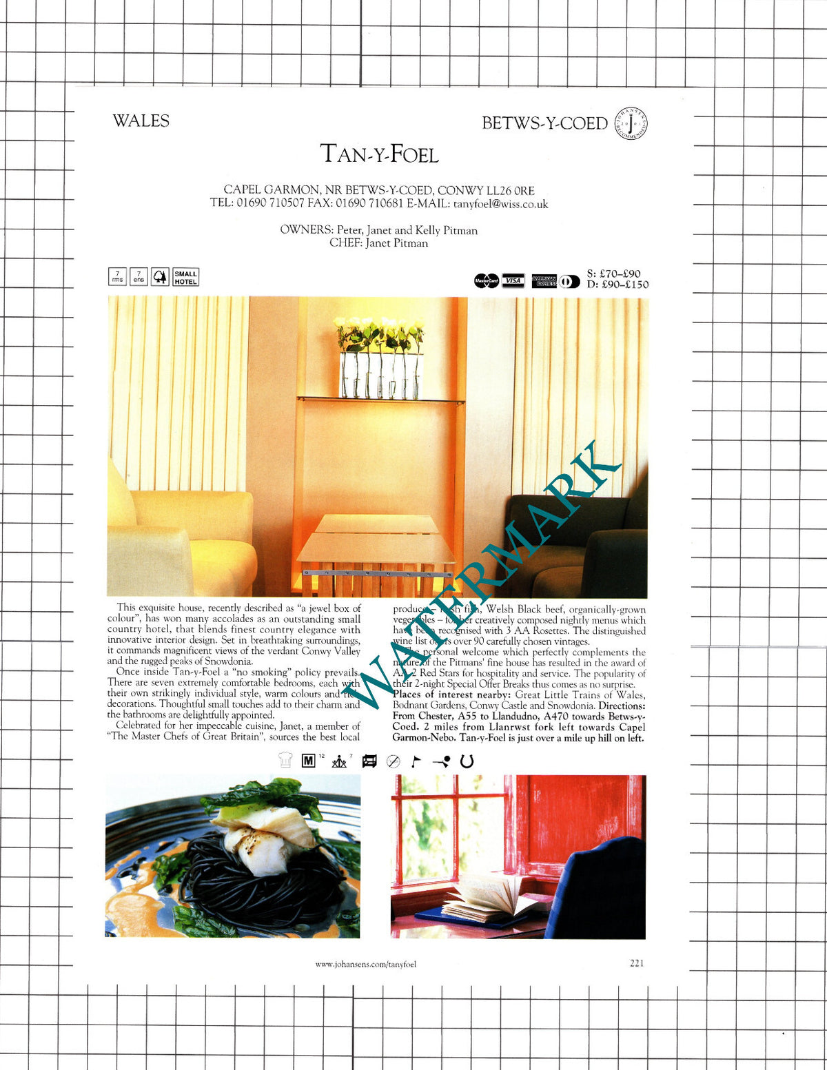 Ty'n Rhos Hotel Caernarfon  / Tan-y-Foel Capel Garmon Wales -2001 Cutting