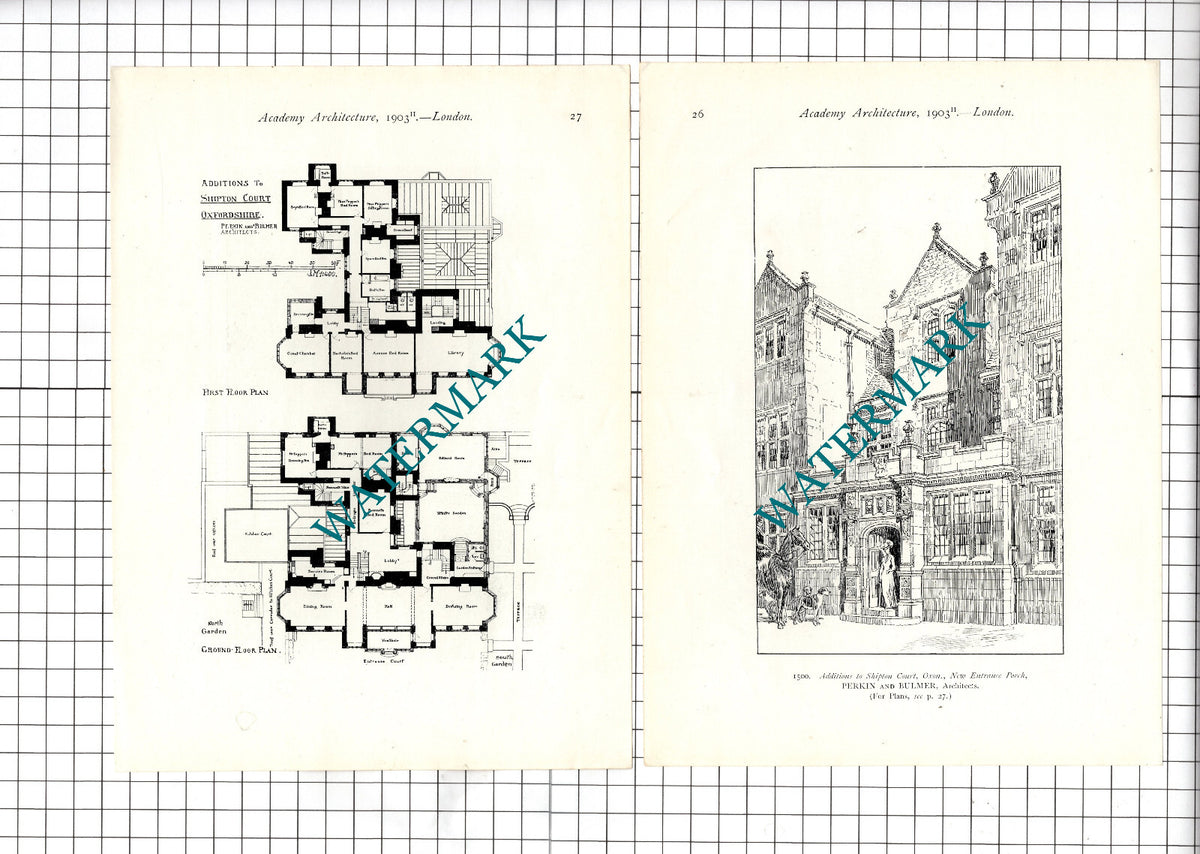 Shipton Court Oxfordshire Perkin and Bulmer Architects - 1903 Cutting / Prints